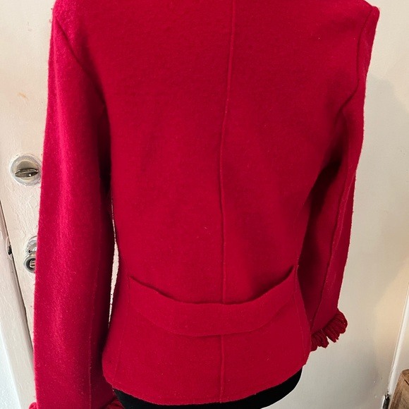 LISA INTERNATIONAL VINTAGE BOILED WOOD RED CARDIGAN SWEATER SIZE SMALL - Picture 4 of 10